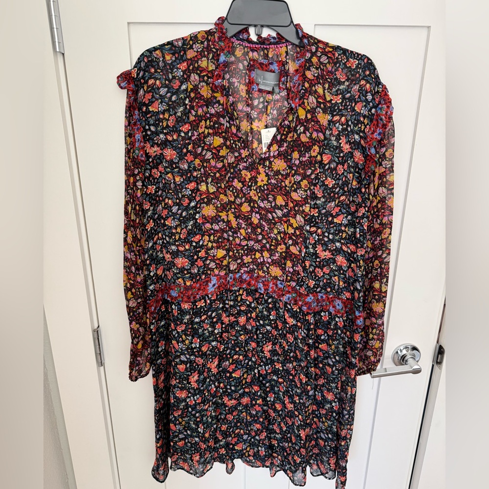 Anthropologie Multicolor Floral Long Sleeve Dress